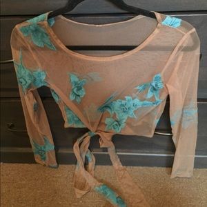 Mesh floral crop top