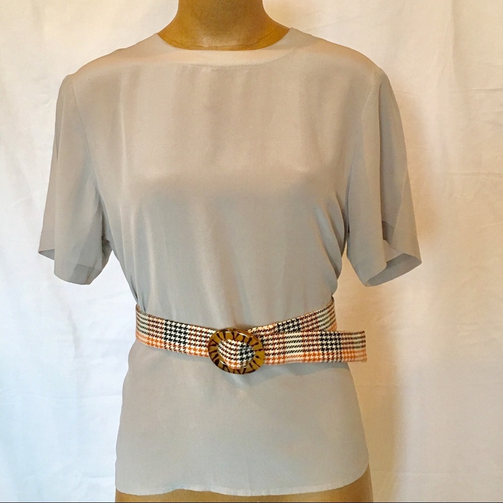 Silk Short Sleeve Blouse, L
