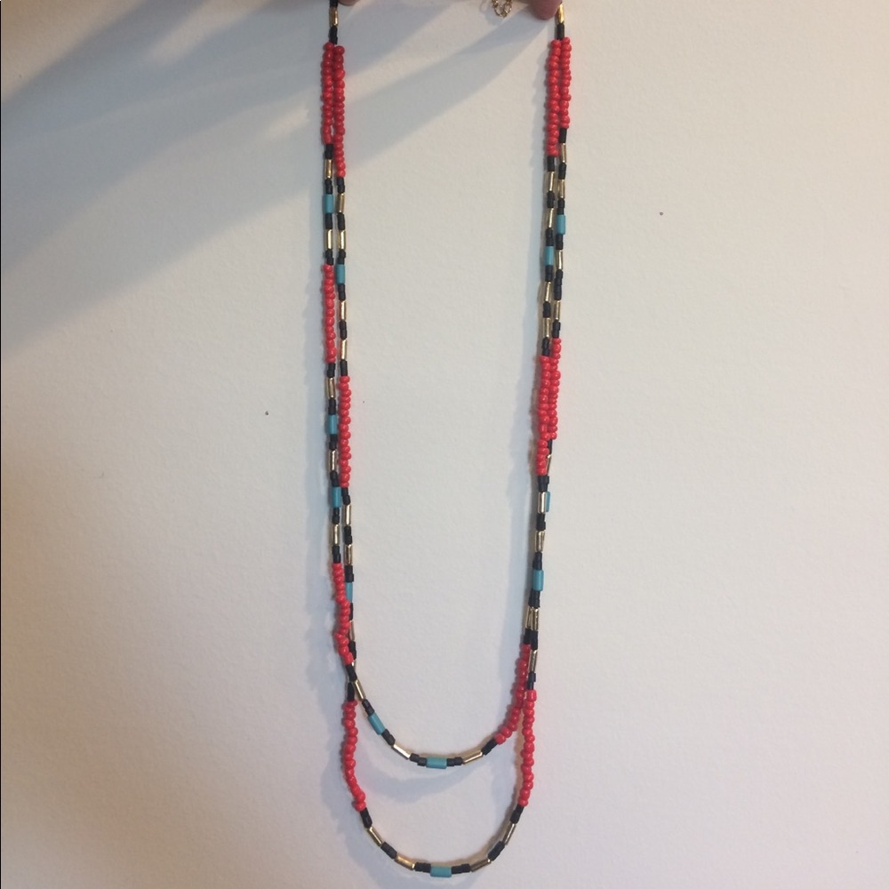 Double layer multi colored necklace