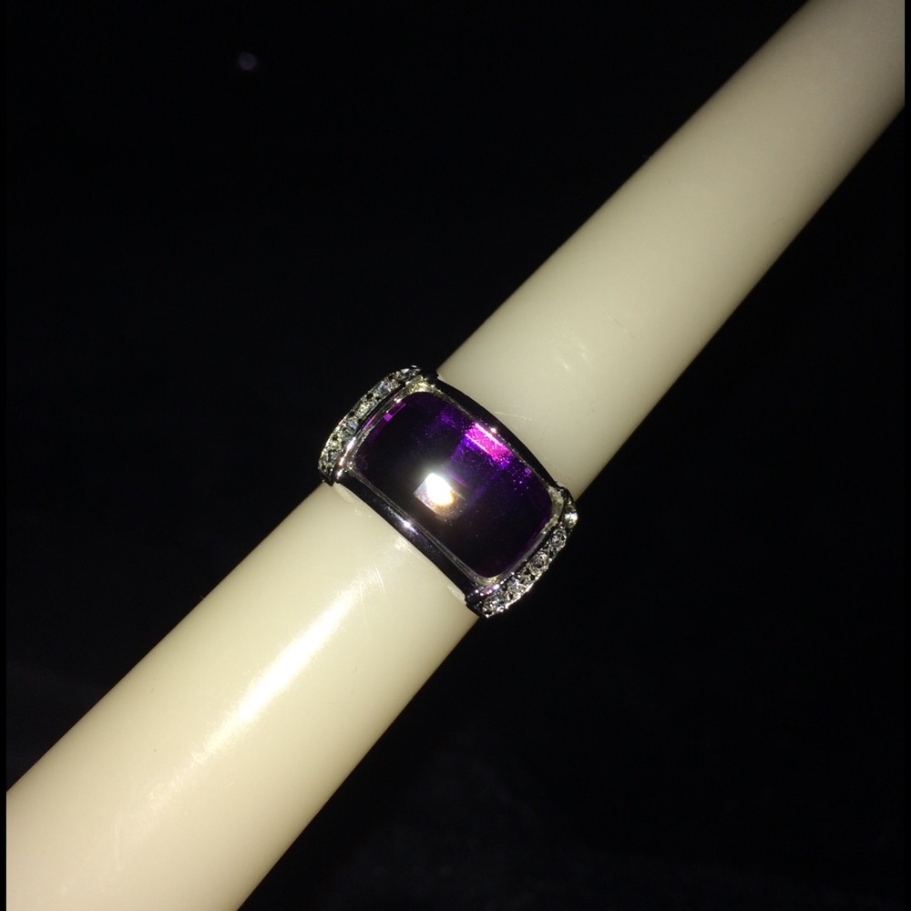 🆕 Simulated Amethyst & Diamond Ring-sz 6.75