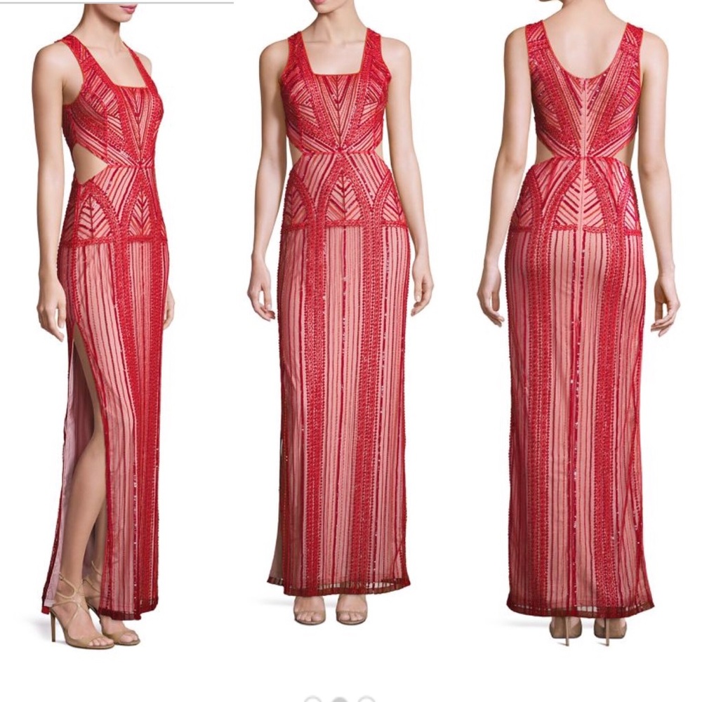 Parker Red Beaded Livy Dress size 4 NWT