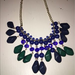 Blue and Green Beaded Short Necklace