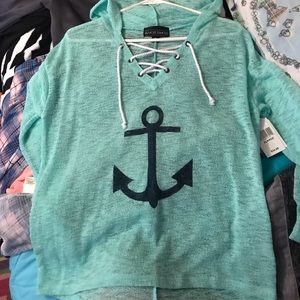 Almost Famous Lace Up Anchor Long Sleeve Cover Up