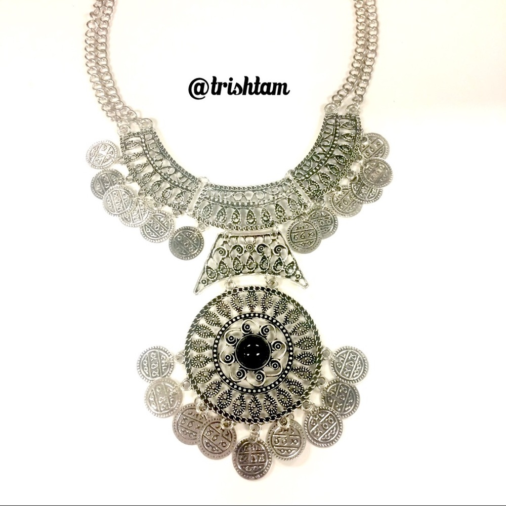 🔴🆕Silver bohemian gypsy tribal retro necklace