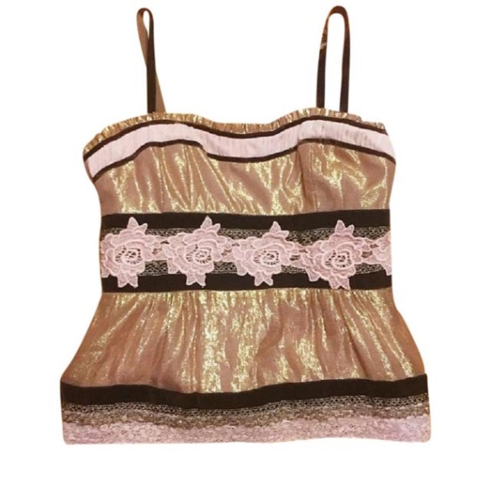 Nanette Lepore lace velvet bustier strapless top 6