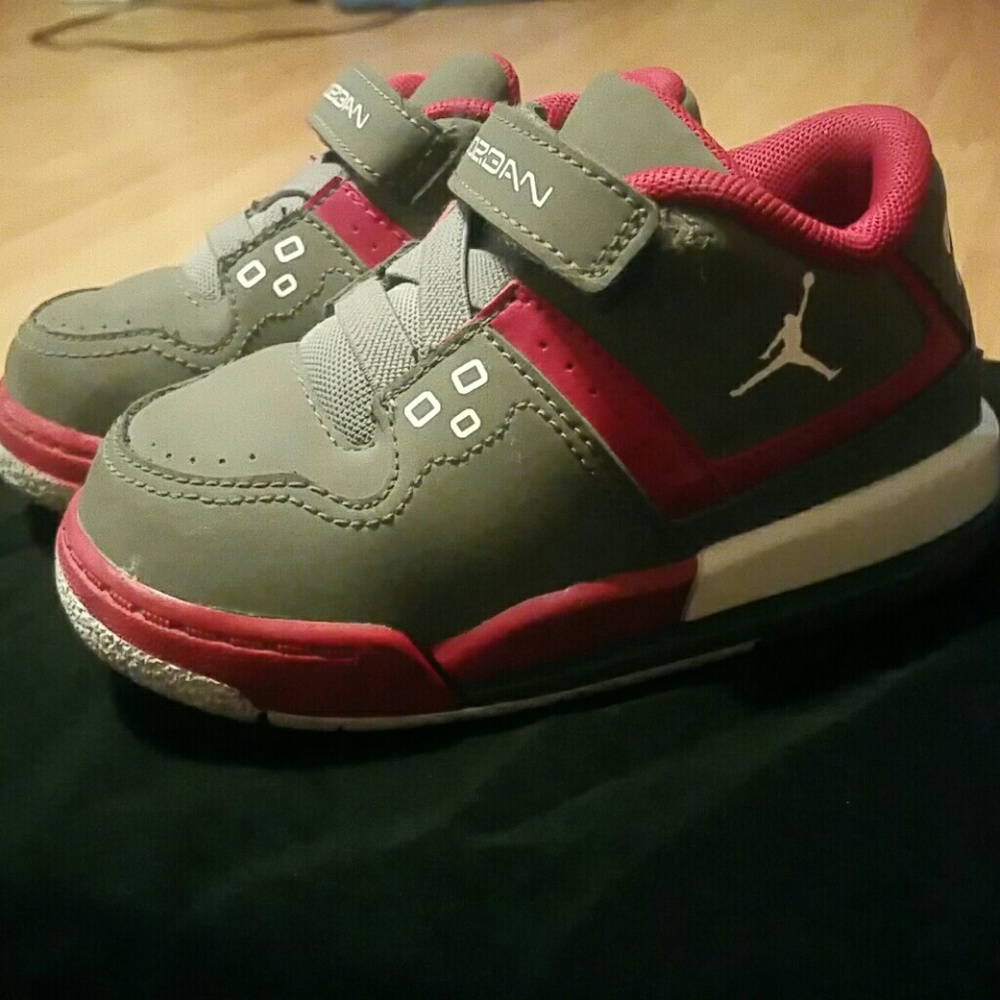 Magenta and grey Jordans