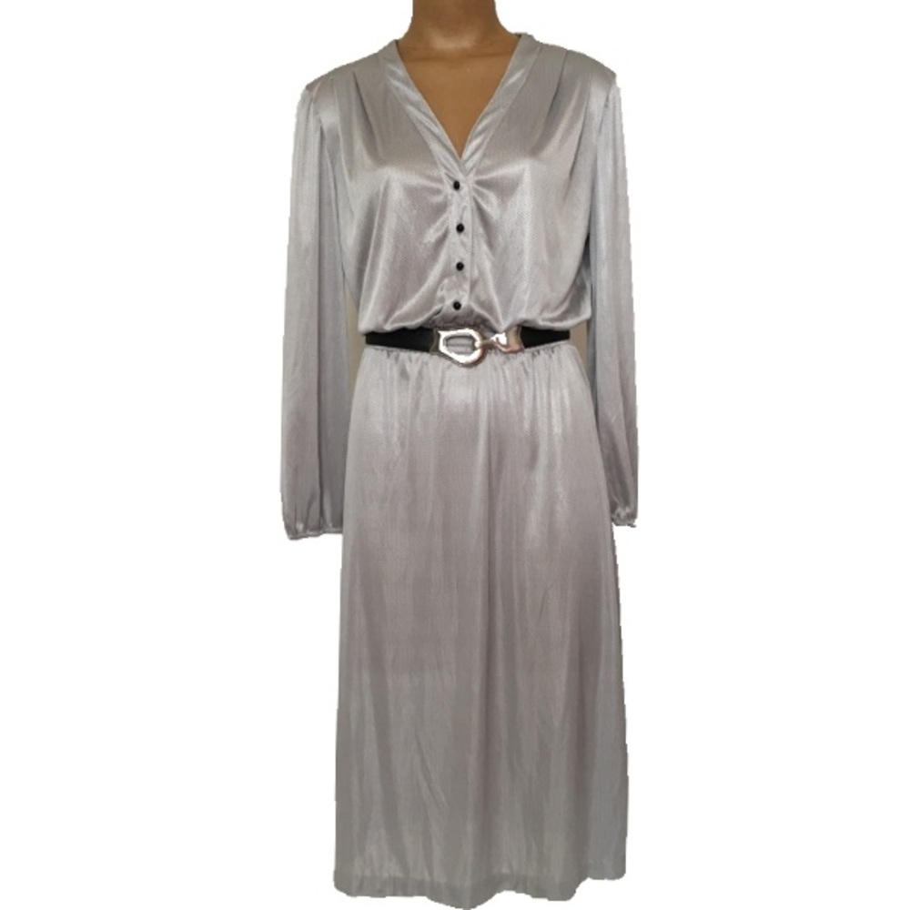 Vintage Midi Dress, 6-8, Gray