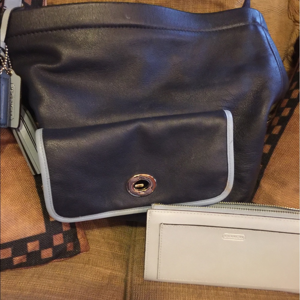 Coach dark blue trimmed with light blue
