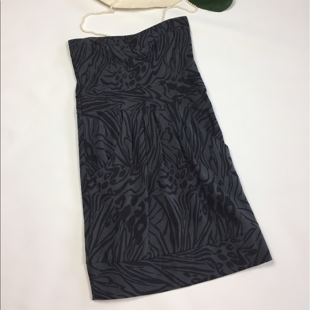 Billabong strapless animal print dress w pockets S