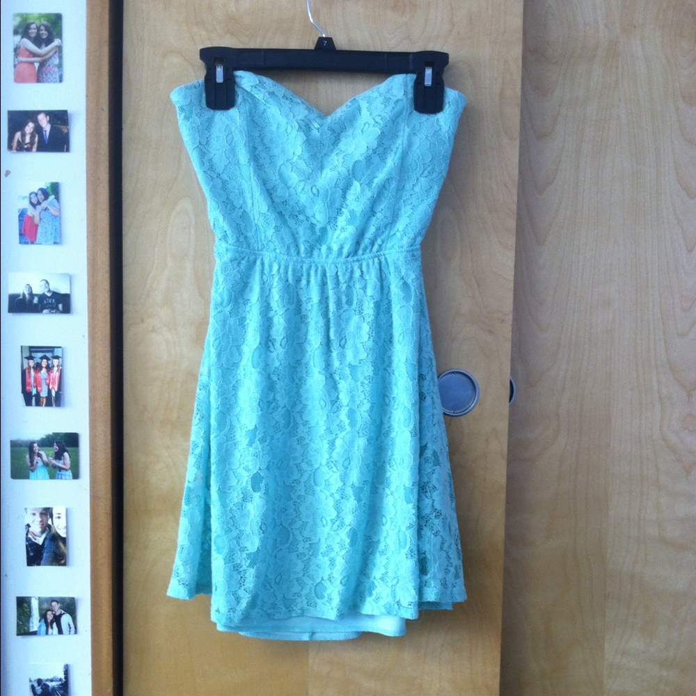Strapless Mint Green Lace Summer Dress