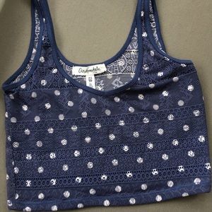 aero blue polka dotted crochet crop top