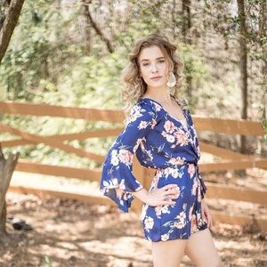 Silly Navy Blue Floral Romper