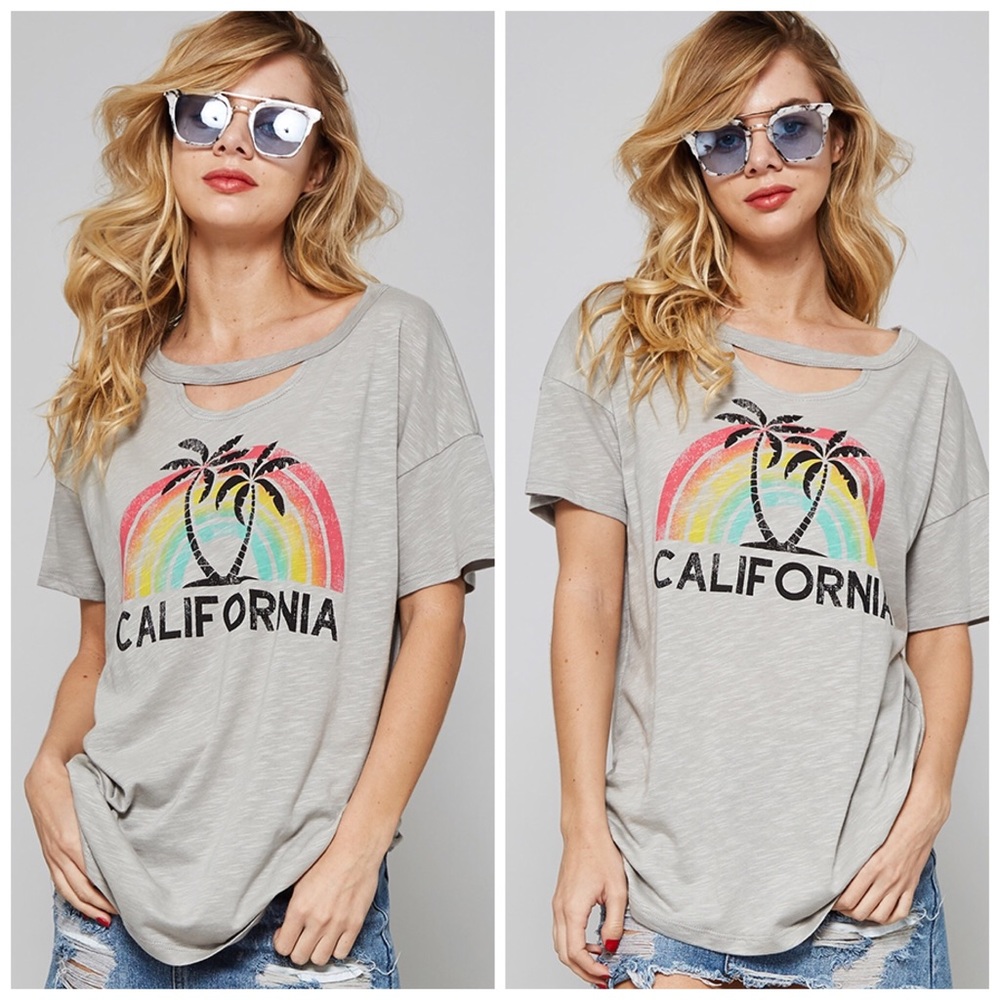 LAST One 🎉CALIFORNIA cut out palm tree tee! - Picture 3 of 3