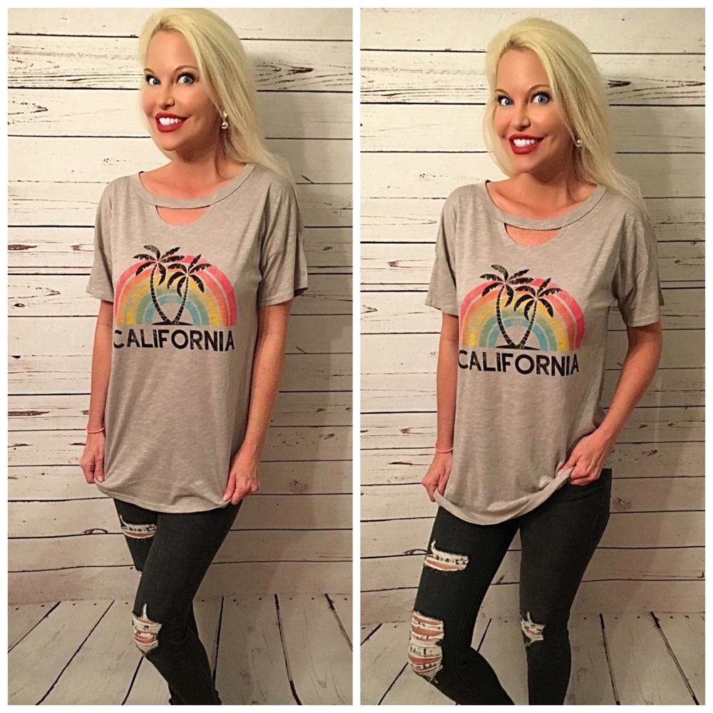 LAST One 🎉CALIFORNIA cut out palm tree tee! - Picture 1 of 3