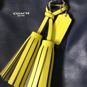 Navy blue leather coach tote Bag