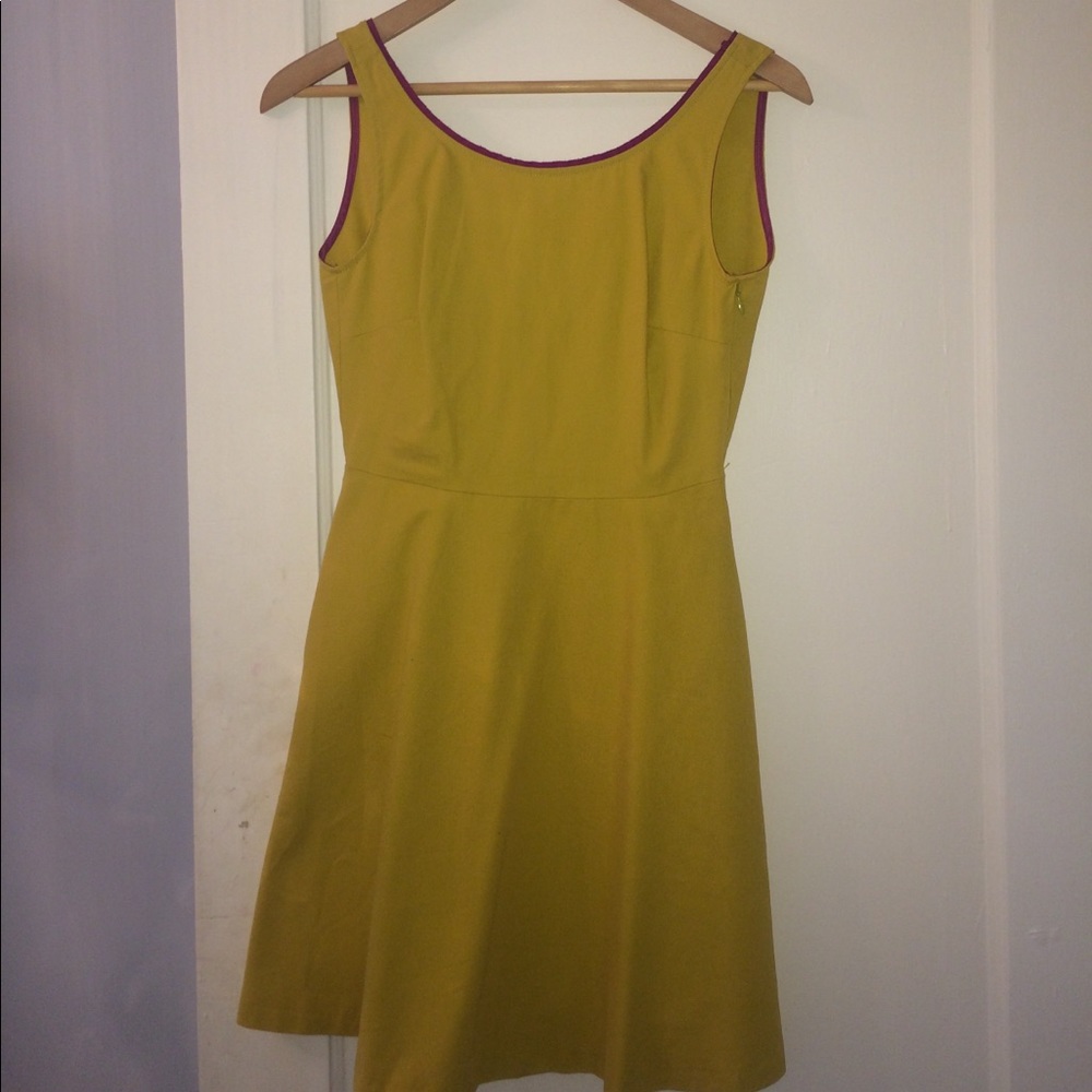 Yellow with plum details zara summer dress
