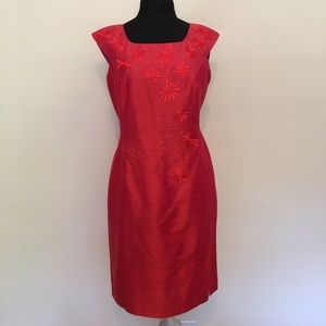Raw silk sheath dress