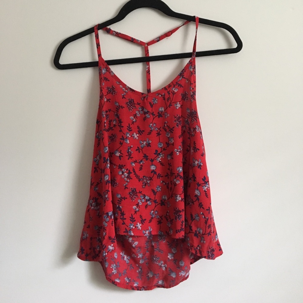 Flowy Floral Printed Red Top 🌺