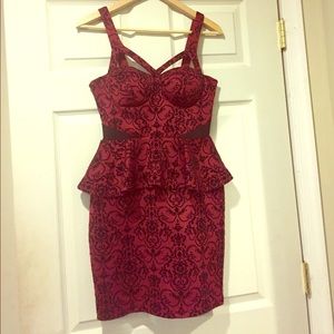 Sexy short burgundy and black dress