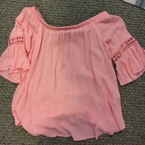 Off the shoulder light pink blouse