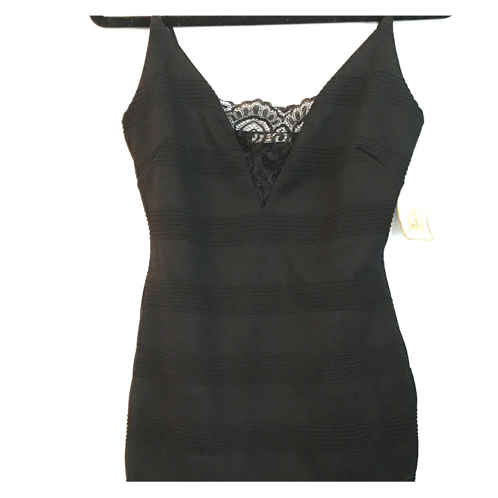 NWT Body con black lace trim dress