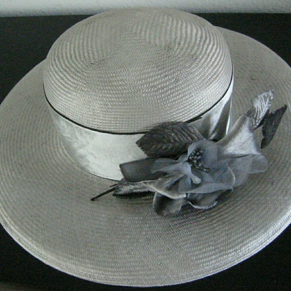 Joe Bill Miller Straw Fedora Hat Floral Decoration Silver Grey main image 11