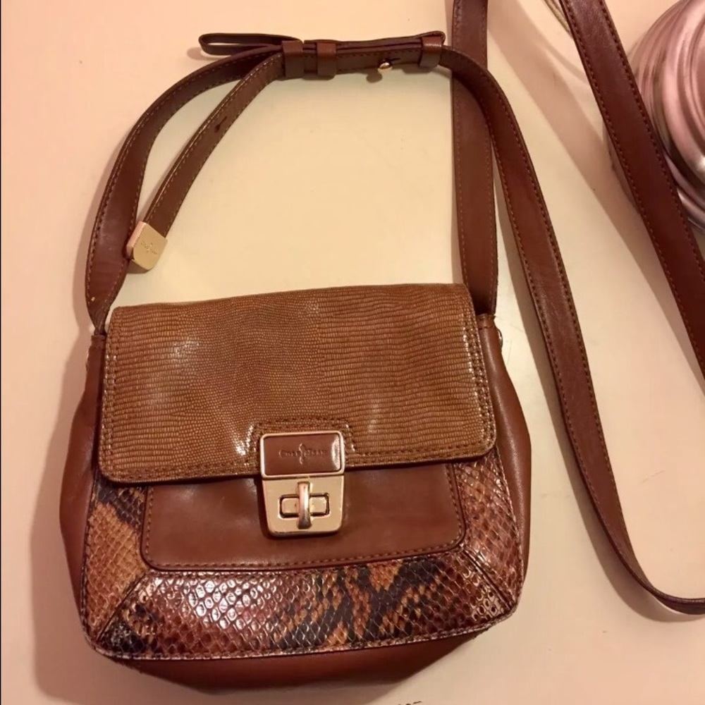 Cole Haan snakeskin brown leather handbag