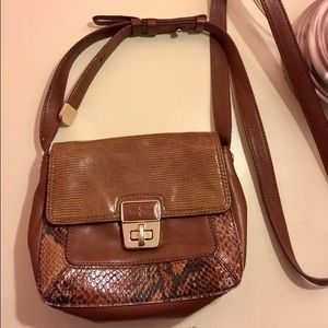 Cole Haan snakeskin brown leather handbag