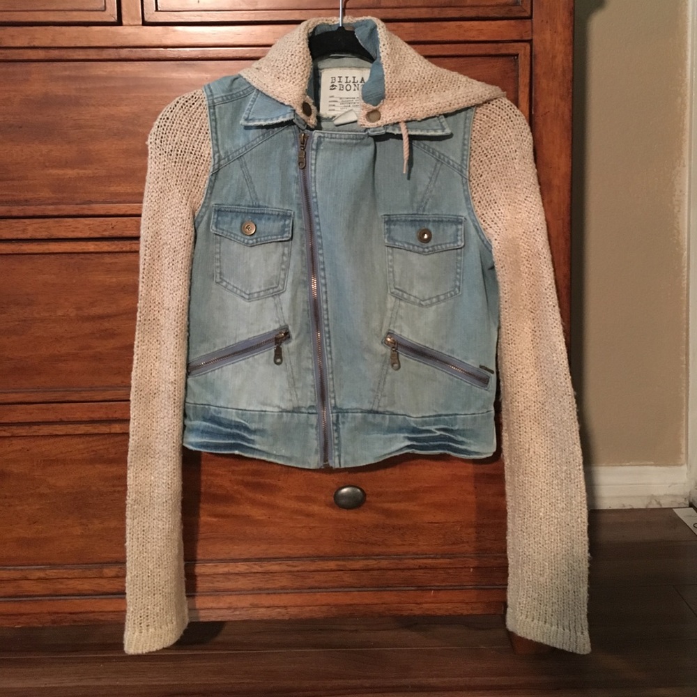 Bills Bong Sweater Sleeve/Hood Denim Jacket