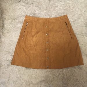 Brown suede mini skirt