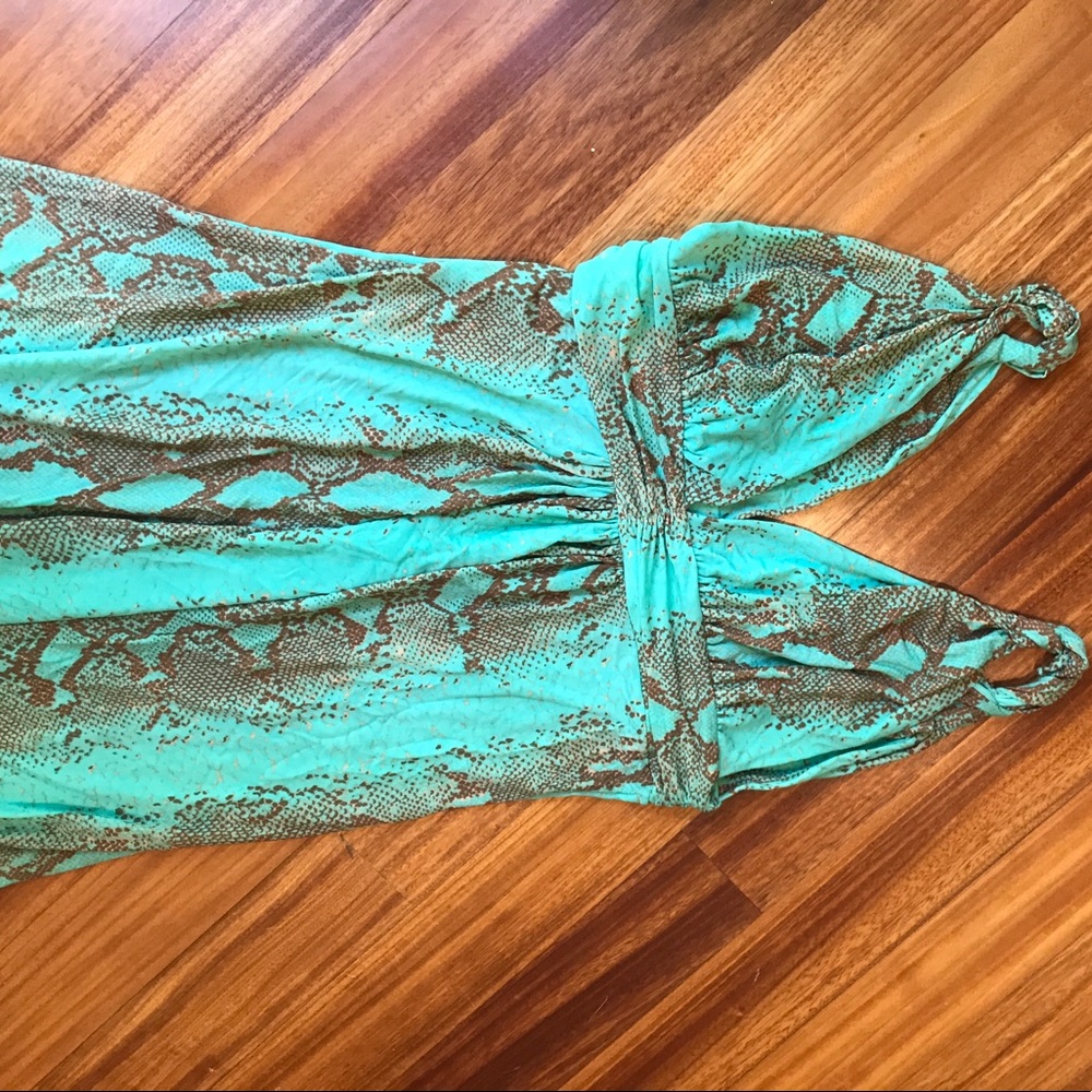 Vix Turquoise Snake Skin Print Maxi Dress