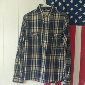 Blue and yellow mens flannel