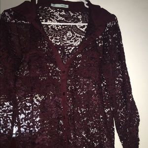 Maurice's 3/4 sleeve lace button down