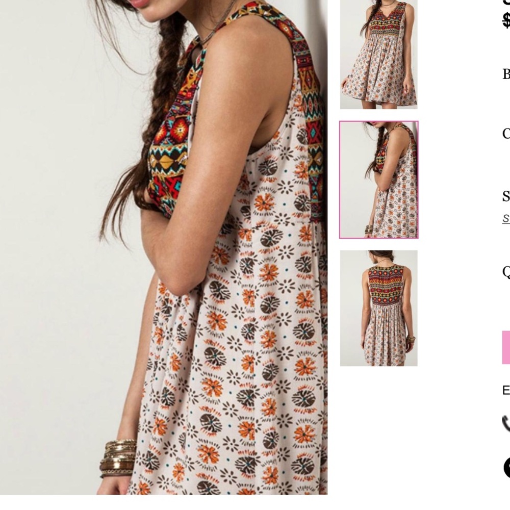 SLEEVELESS BOHEMIAN TRIBAL PEASANT DRESS TUNIC - Picture 2 of 3