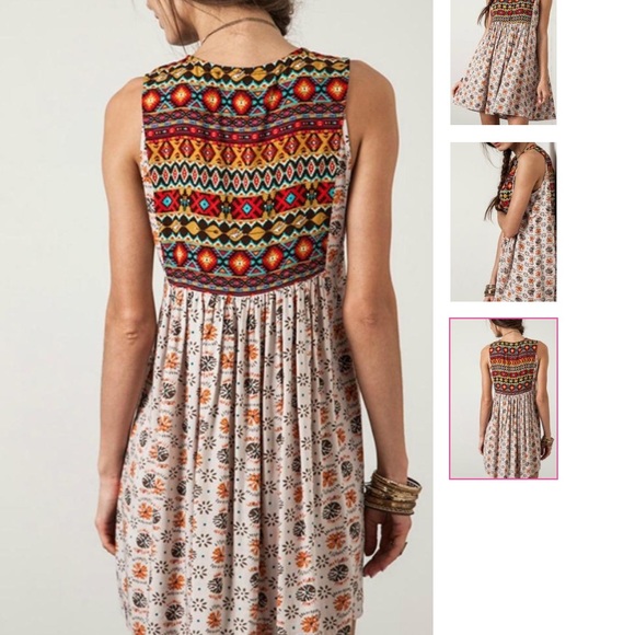 SLEEVELESS BOHEMIAN TRIBAL PEASANT DRESS TUNIC - Picture 3 of 3