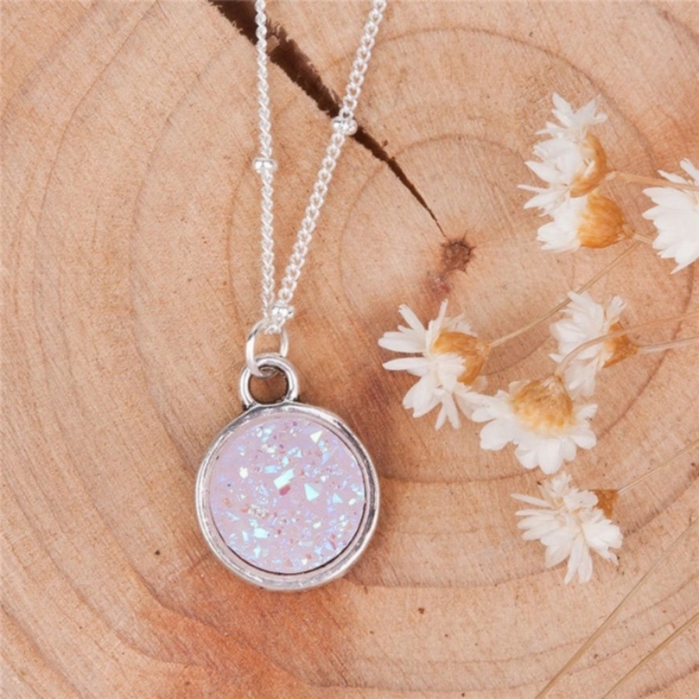 PINK DRUZY SILVER NECKLACE
