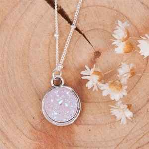 PINK DRUZY SILVER NECKLACE