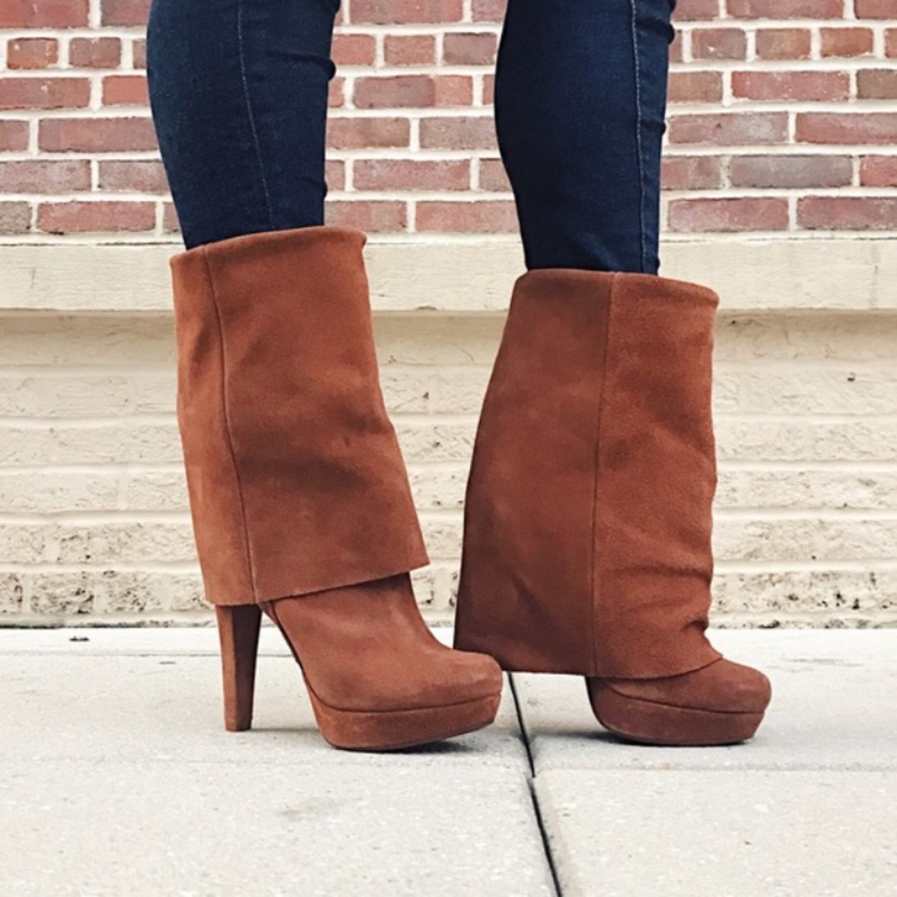 Schutz Suede Fold Over Boots