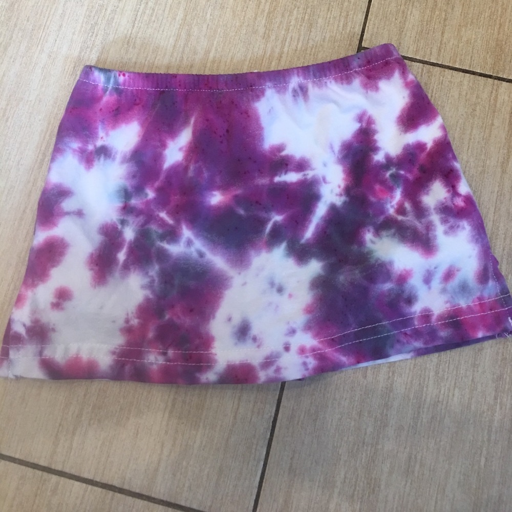 Kids homemade tye dye skirt with attached shorts