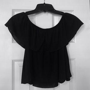 Black Topshop Off-the-shoulder Crop Top