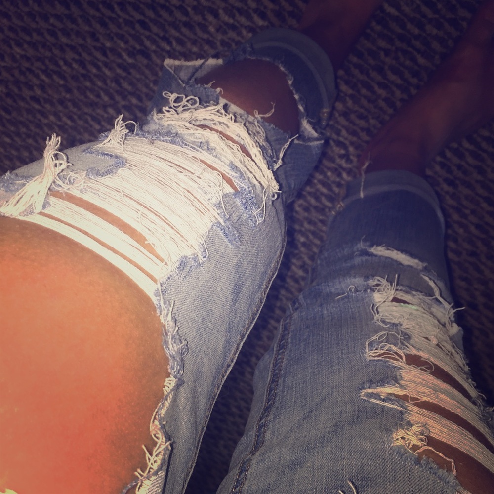 Extremely ripped, distressed jeans!