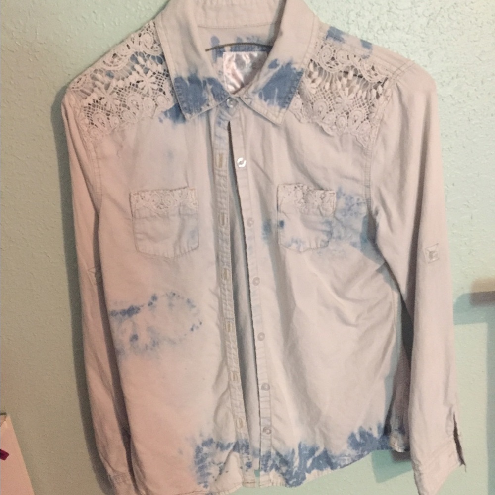 Lace and denim shirt