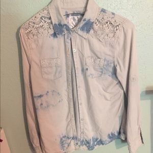 Lace and denim shirt