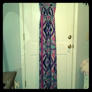 West 36th Strapless print maxi