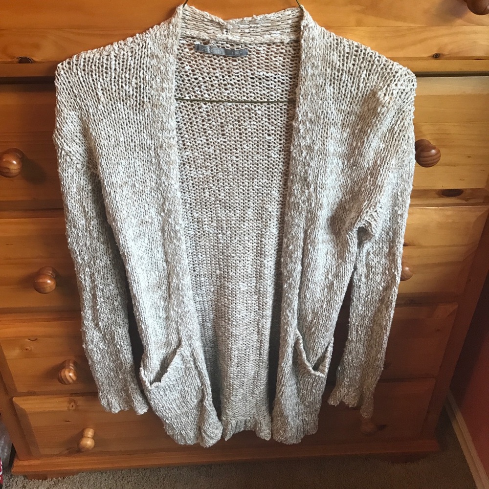 Tan and white cardigan