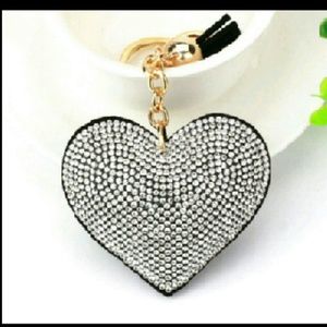 Love heart crystals keychain
