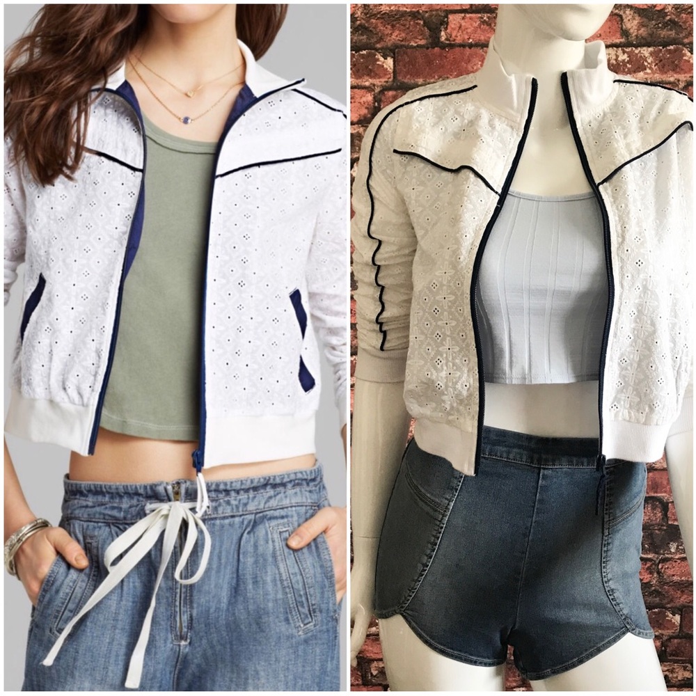 💰SOLD💰NEW Free People Eyelet Track Jacket - Picture 1 of 7