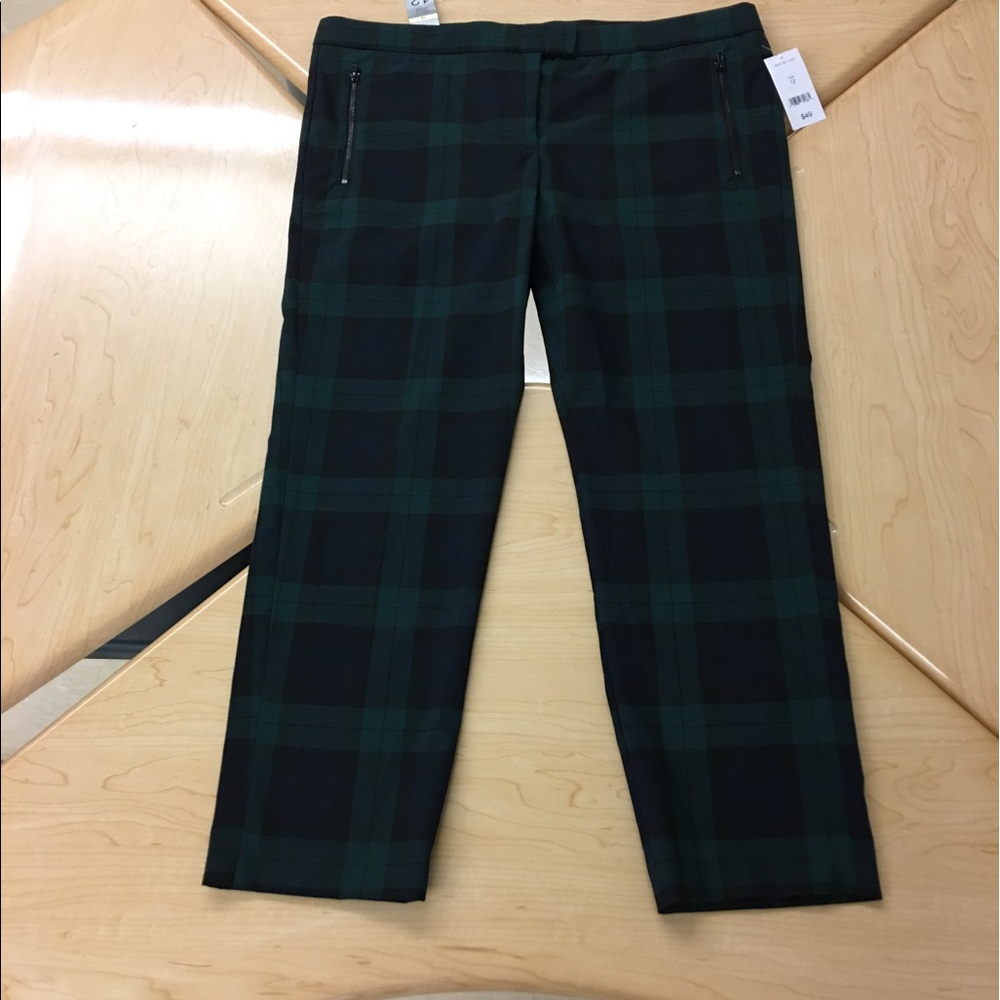 NWT! Joe Fresh Blue/Green Plaid Ankle Pant sz 12