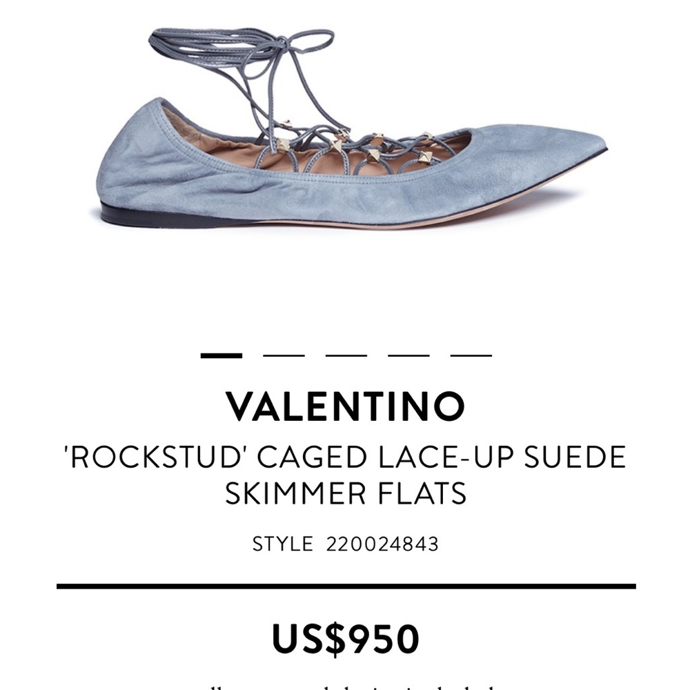 New $950 Valentino Garavani rockstud lace up flats - Picture 2 of 8