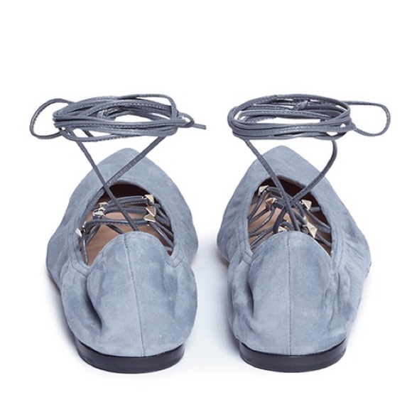 New $950 Valentino Garavani rockstud lace up flats - Picture 6 of 8